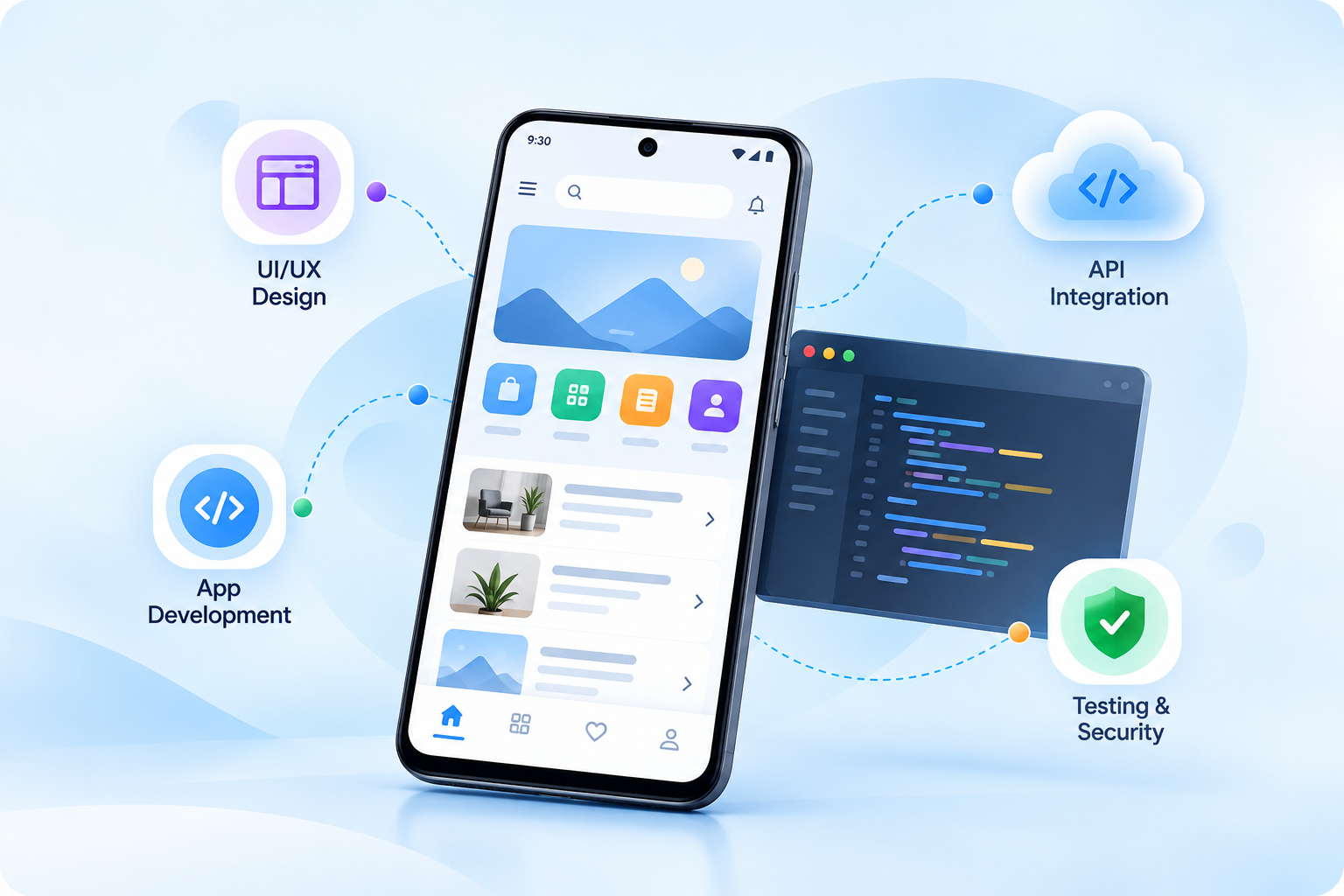 Mobile application screens designed for a business service
