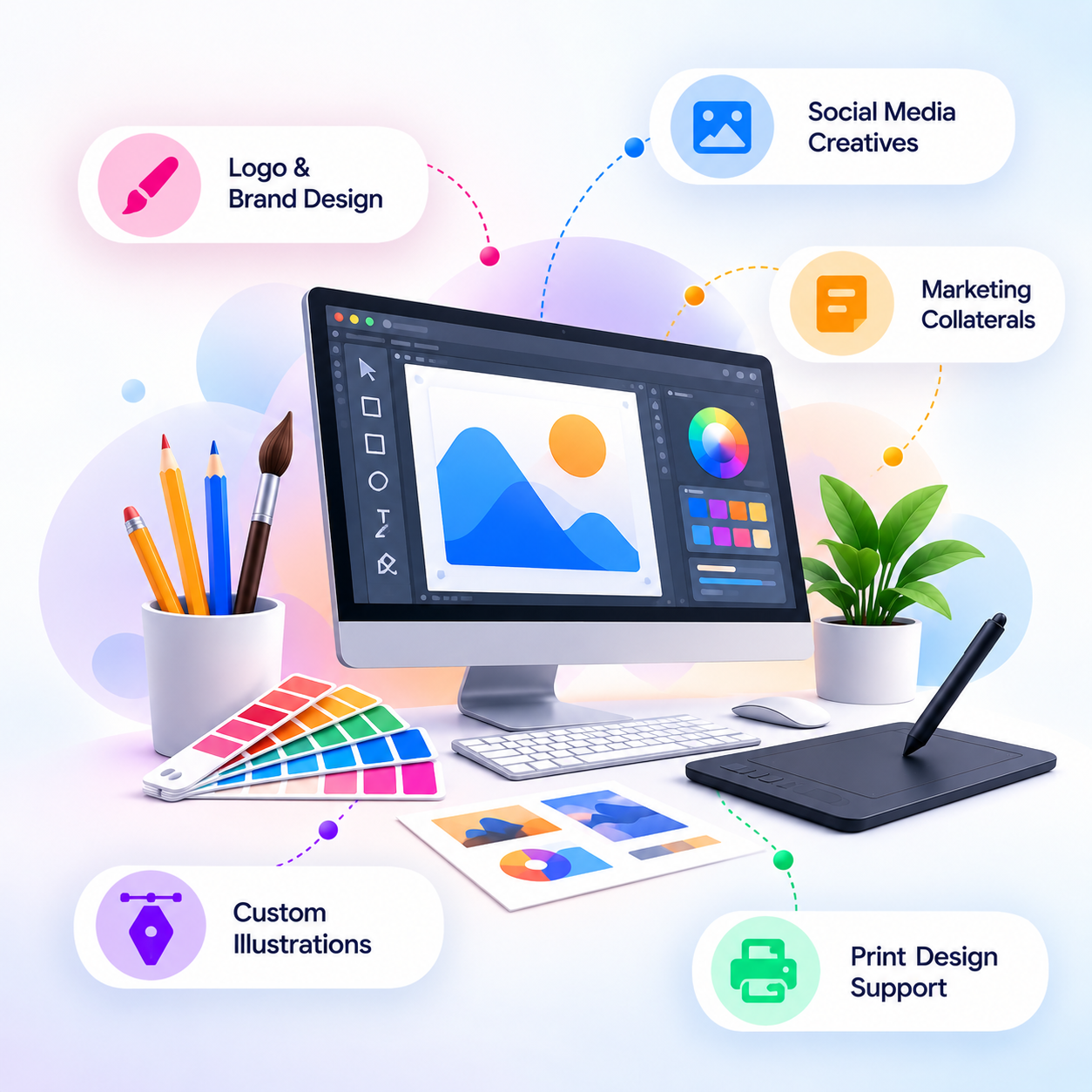 Digital brand identity and graphic design examples